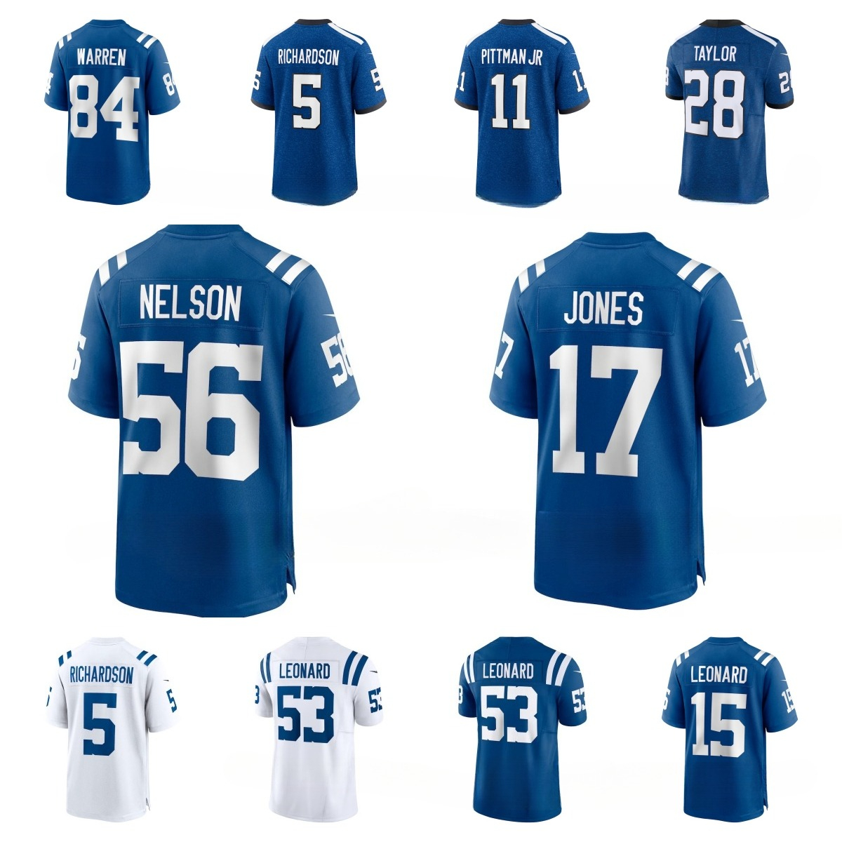NFL Colts Tyler Warren Peyton Manning Quenton Nelson Jonathan Taylor Shaquille Leonard Anthony Richardson Daniel Jones Indiana Nights Custom Football Jersey