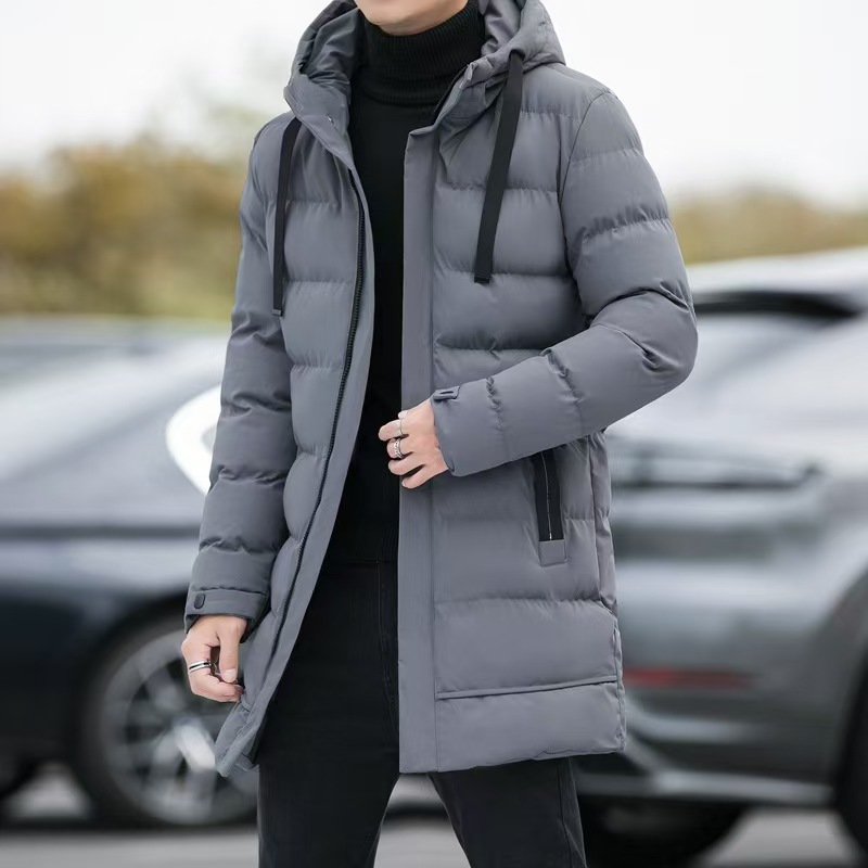Long cotton-padded jacket men's hooded cotton-padded jacket winter new tooling cotton-padded jacket long cotton jacket winter coat men.