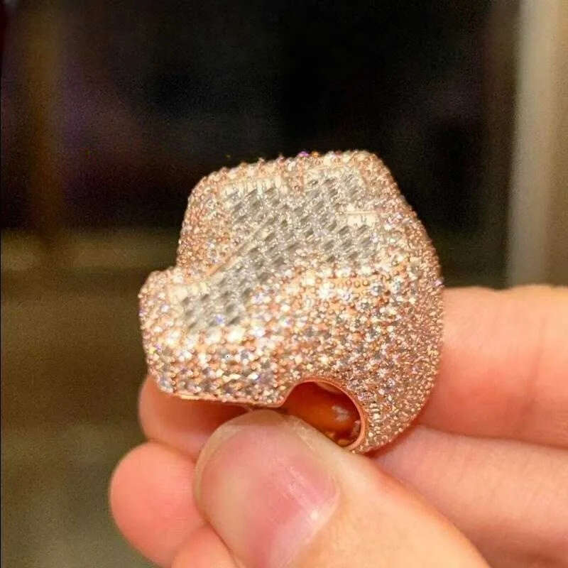 Designer Jewelry New design cross pinky jewelry top quality men sier iced out D-vvs1 dia moissanite hip hop ring