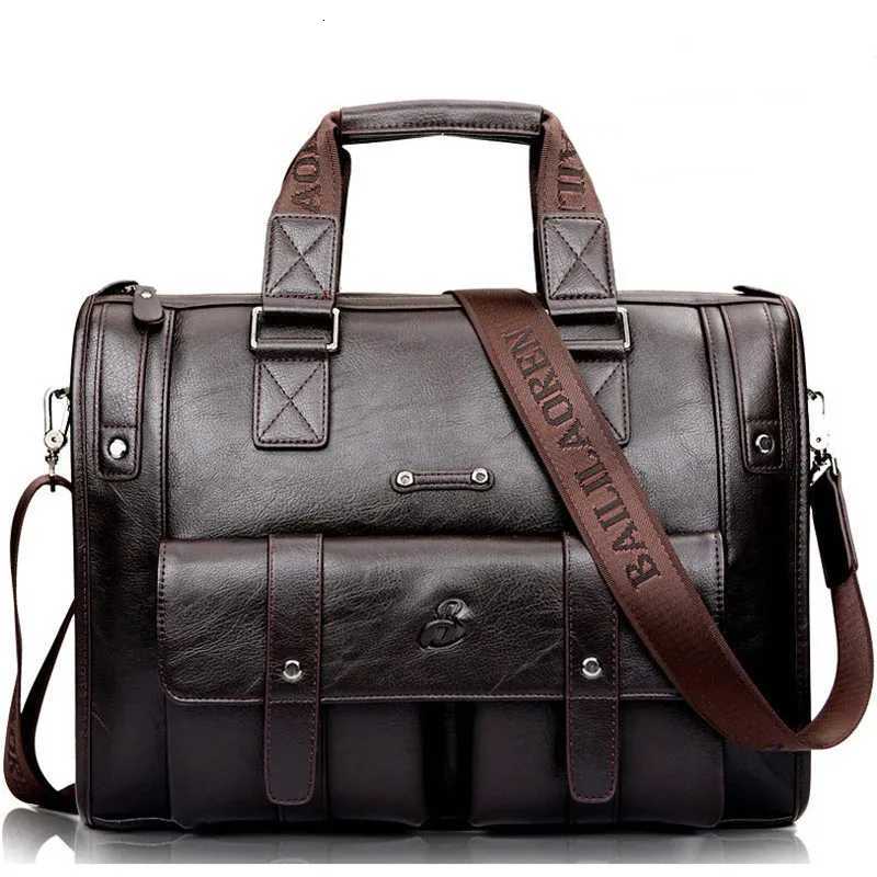Men Leather Briefcase Large Capacity Business Handbag Messenger Bags M Vintage Shoder Bag Mens 14156 Inch Laptop Bags Y251011