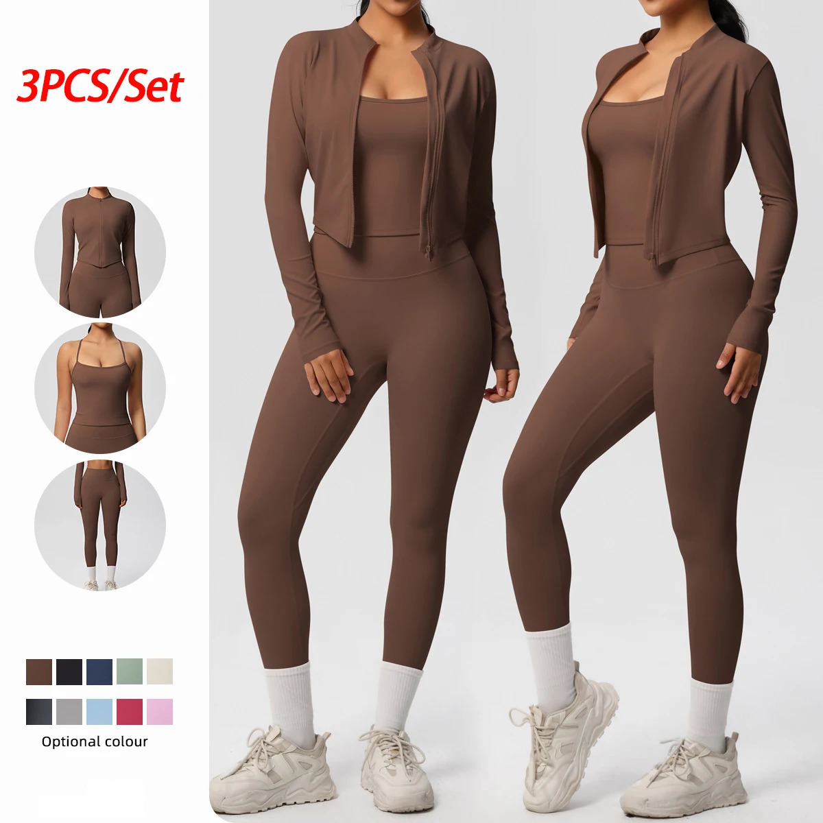 3PCS Yoga Set Nude Feeling Workout Sets Women Tracksuit Gym Push Up Fitness Running Workout Sportwear Sport Bra Leggings Suit 251029