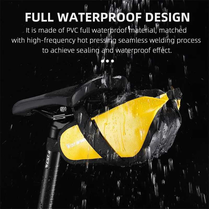 WEST BIKING Waterproof Saddle Bag Tools Storage Rear Seat Tail Bag 23L MTB Road Bicycle Roll Closure Pouch Cycling Accessories H251029