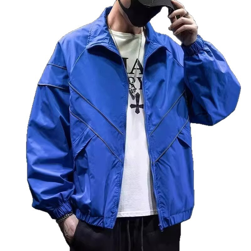 Trendy Brand Solid Color Reflective Sports Jacket Designer Coat Autumn Winter New Loose Fit Unisex Windbreaker Versatile Casual Couple Jacket