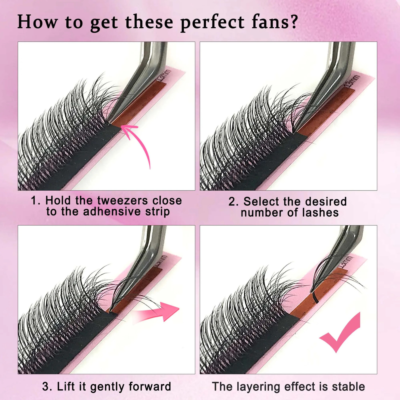 CoMango Perfect 3D Vision Fluffy Camellia Eyelash Premade Fans Wispy Volume Eyelash Extension LD LC Doublelayer Individual Lash 251030