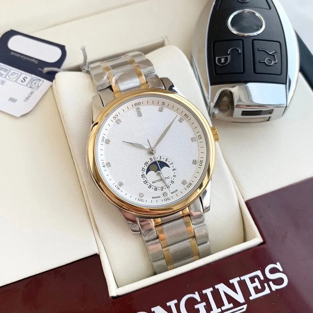 U1 Top-grade AAA Mens Lunar Phase Watch Famous Leisure Watchmaker Multifunctional Automatic Mechanical Movement Leather Stainless Steel Strap Wristwat