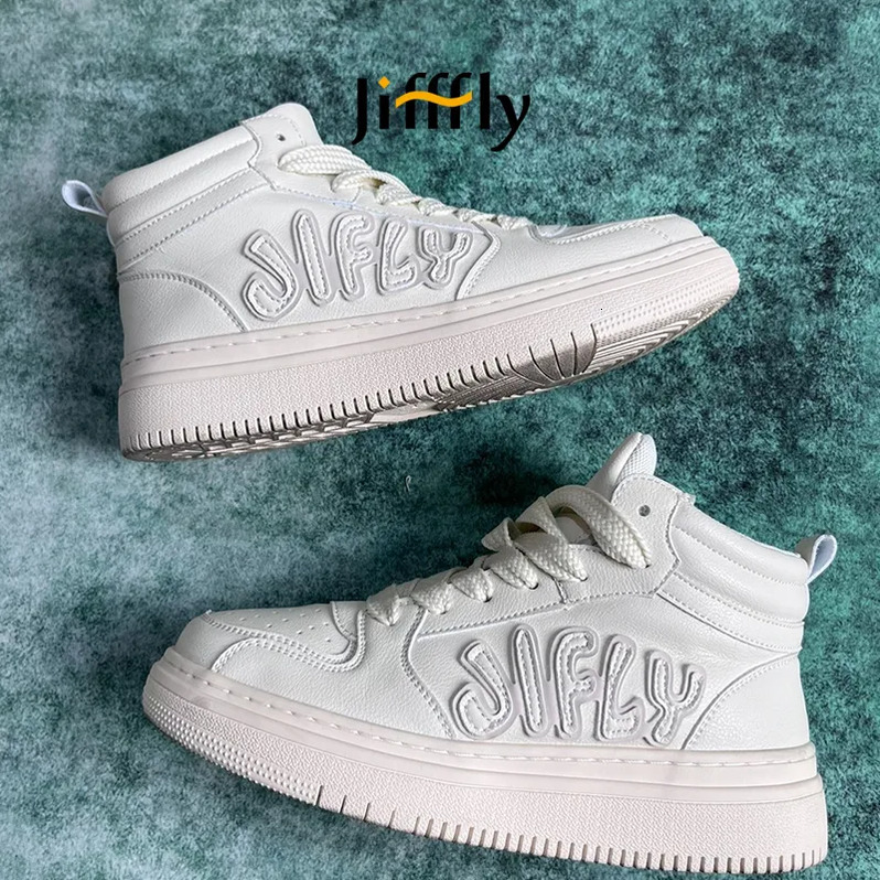 Jifffly 2025 Summer New Unisex High - Top Plimsolls Student - Trend Versatile White Couple Sports Shoes, Breathable and Comfortable