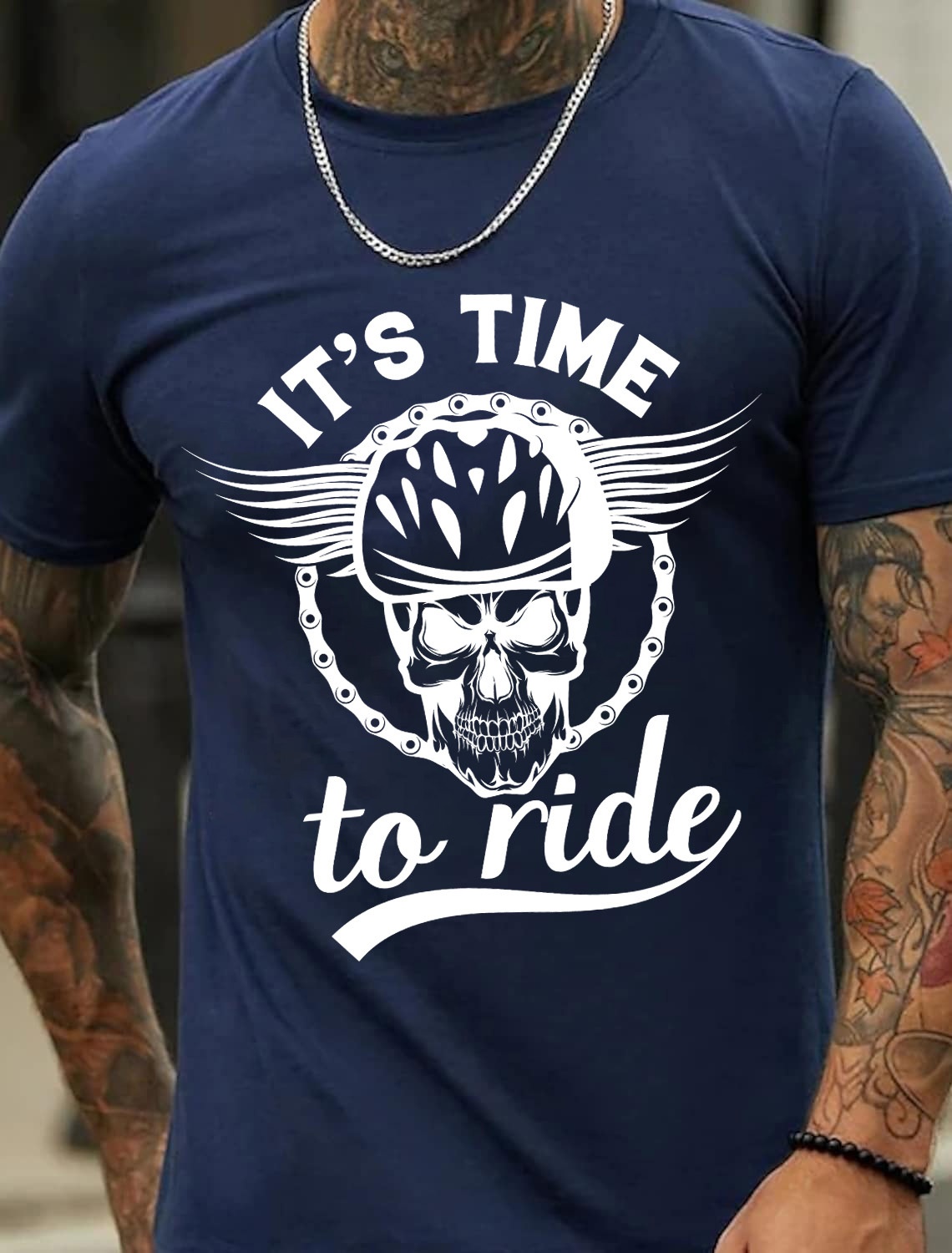 IT's time to ride English sports print pattern Men's cotton short-sleeve T-shirt - TT7068