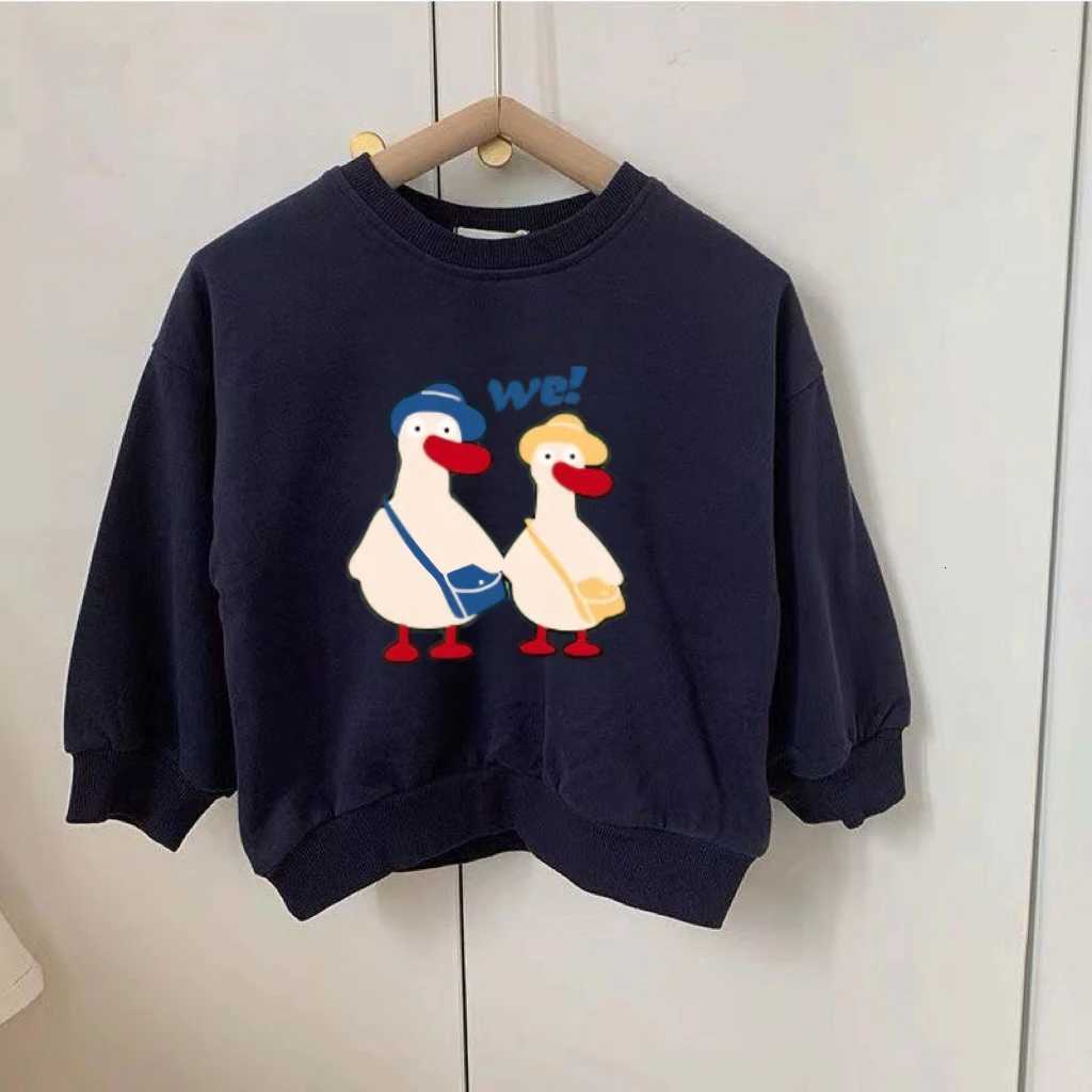 Lovely Sweatshirts 2026 Spring Autumn Clothes Loose Casual Crewneck Pullovers Simple Versatile Tops Baby Navy Round Neck HoodiesT251030