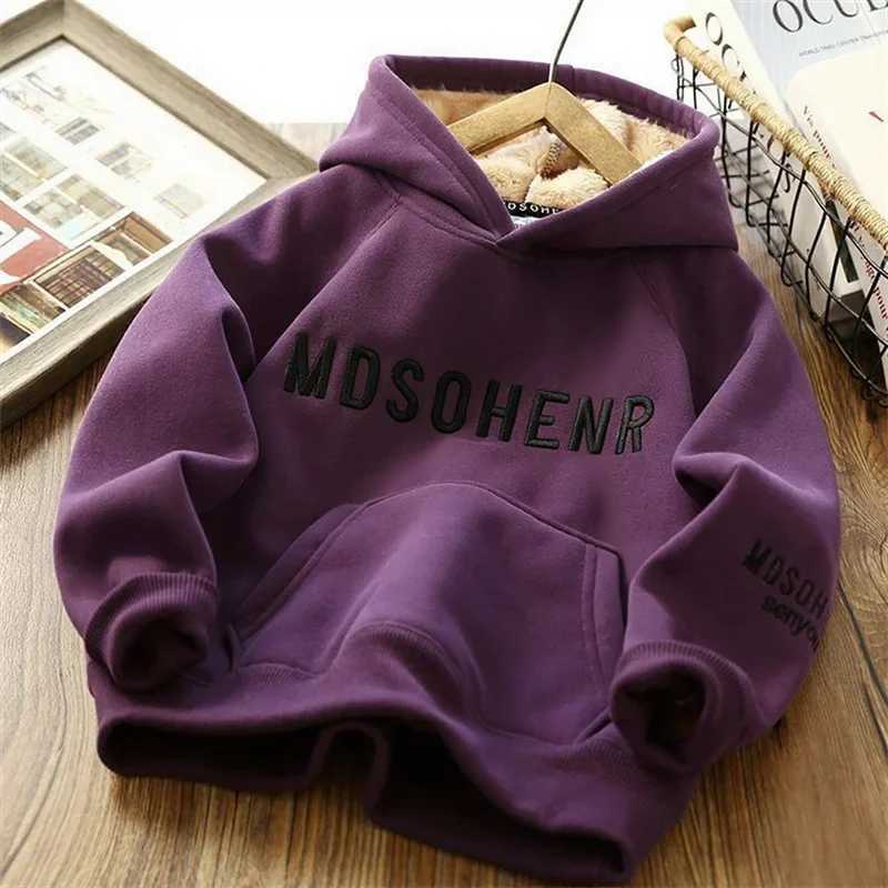 Plus Velvet Boys Hoodies 514Y Teenager Winter Thicken Sweatshirts Kids Padded Warm Fashion Tracksuit Children Casual ClothesT251030