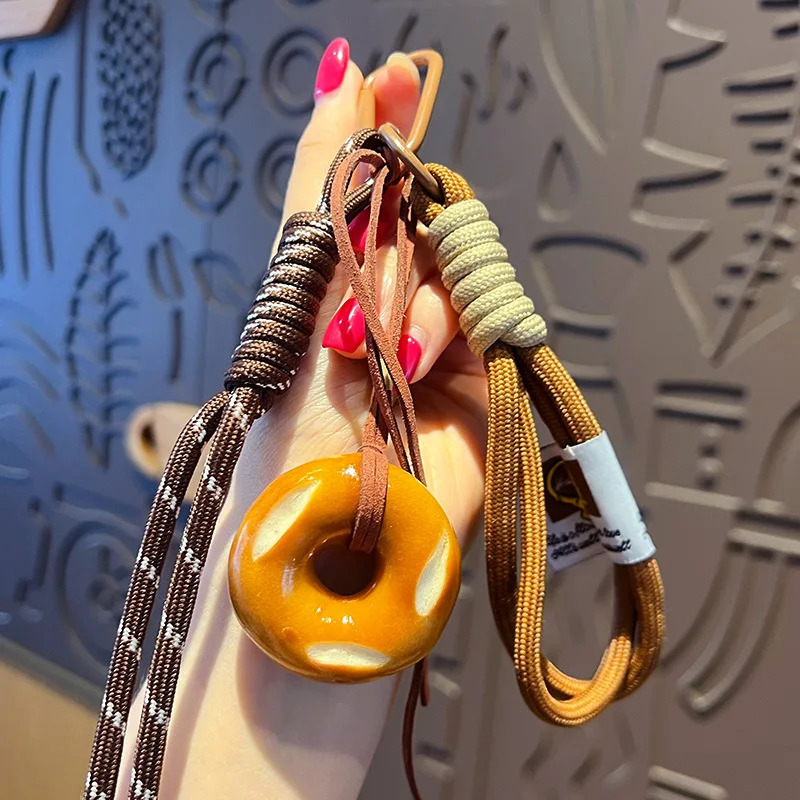 Fashion Multi Element Love Bag Pendant Nylon Rope Cute Creative Alkali Bread Ornament Key Holder Pendant Keychain Decor Gift 251030