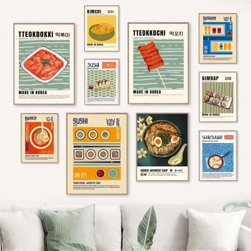 Asian Food Canvas Painting Poster Japanese Ramen Korea Kimchi Cuisine Print Wall Poster Picture for Home Wall Decor C251030