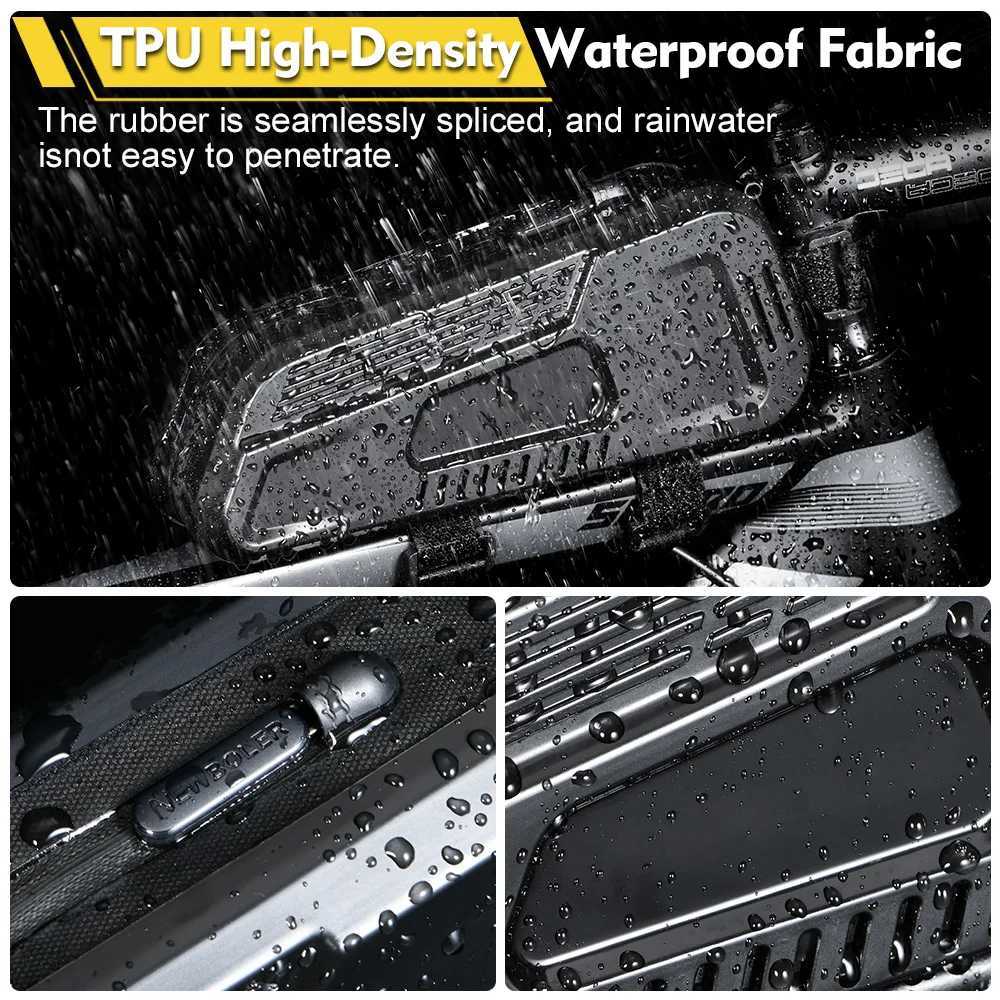 NEWBOLER Bicycle Bag Rainproof Cycling Top Front Tube Frame Bag Large Capacity MTB Road Bicycle Pannier Black Bike Accessories H251029