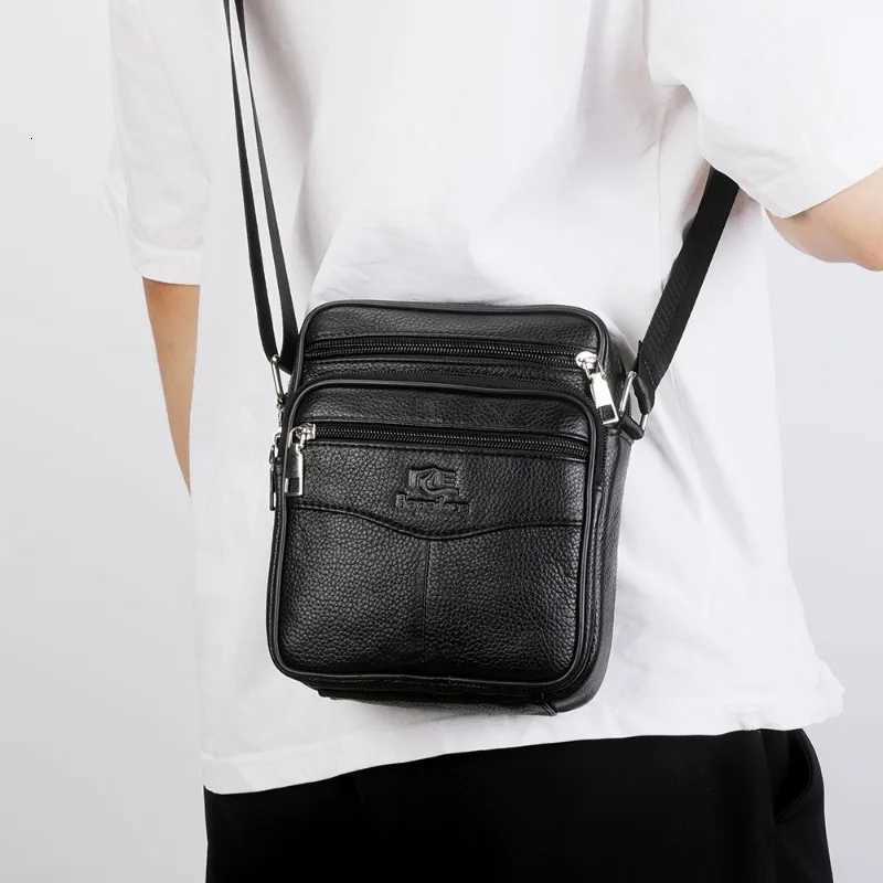 Mens Vertical Style Crossbody Bag Fi Premium Genuine Leather Single Shoder Bag 8Inch Laptop Bag Y251011