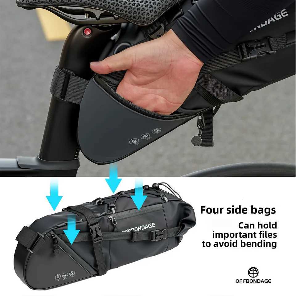 OFFBONDAGE Bicycle Saddlebag Waterproof 15L Large Capacity Bike Bag Cycling Tail Bag MTB Foldable Rear Bag Bike Road Luggage H251029