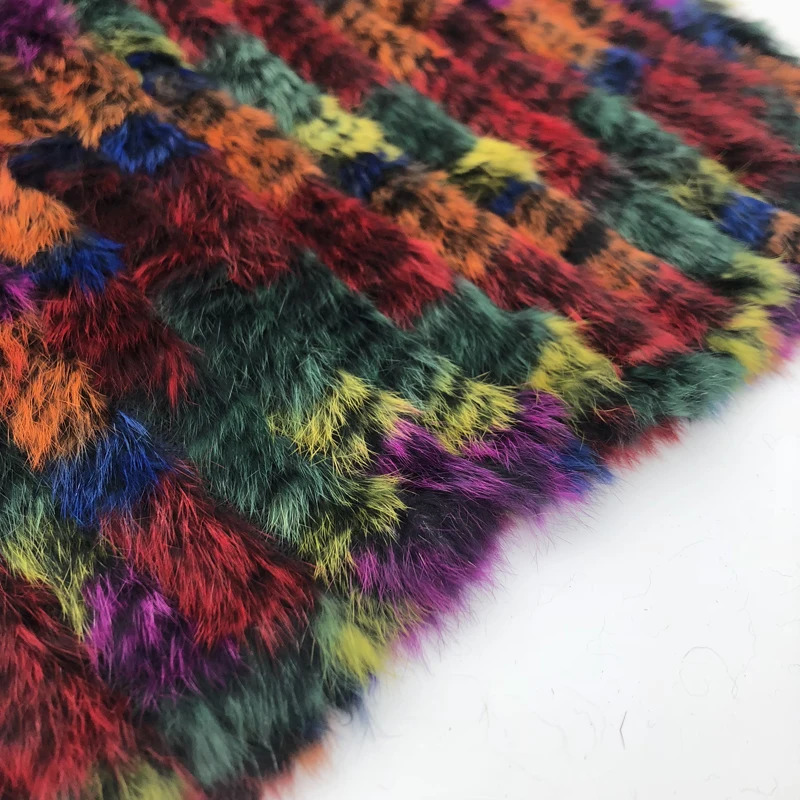 2025 Winter Knitted Natural Fur Shawl Women Fashion Colorful Rabbit Hair Cape Female Rainbow Color Poncho Streetwear 251029
