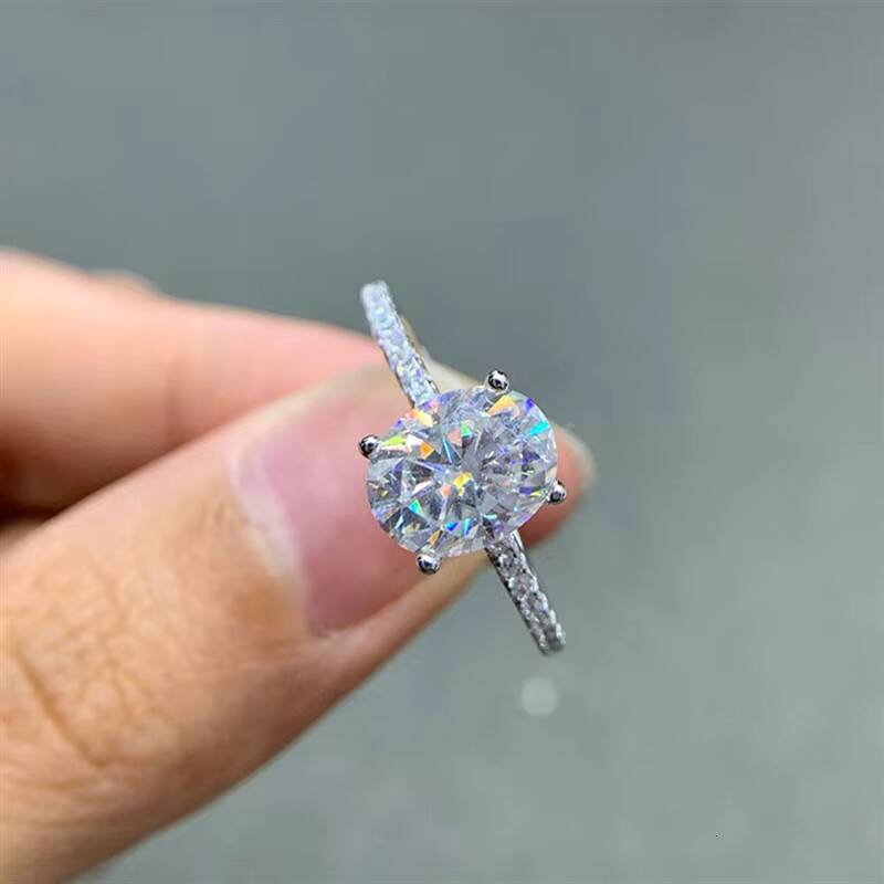 925 Silver Ladies Classic Pigeon Egg Engagement Wedding Ring 5x7mm 1ct 7x9mm 2ct 8x10mm 3ct Oval Cut Moissanite for Wedding