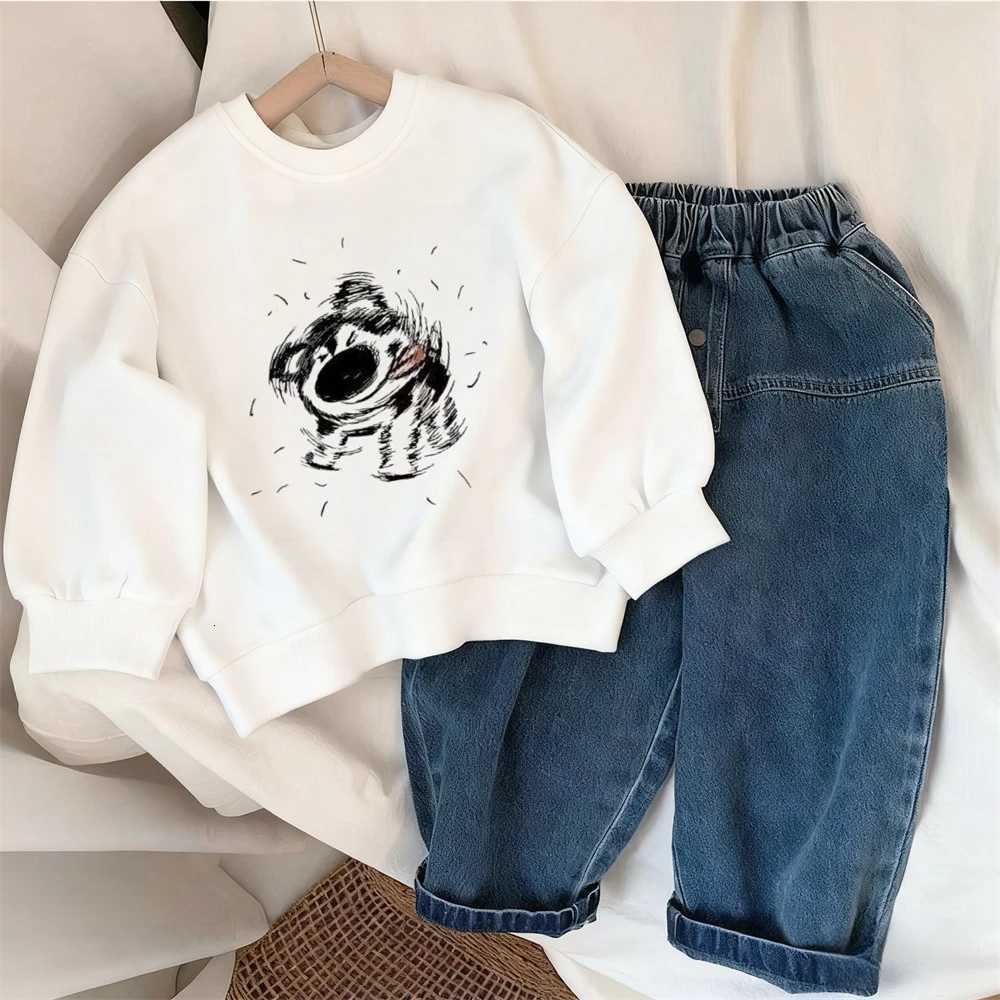 Lovely Sweatshirts 2026 Spring Autumn Clothes Loose Casual Crewneck Pullovers Simple Versatile Tops Baby Navy Round Neck HoodiesT251030
