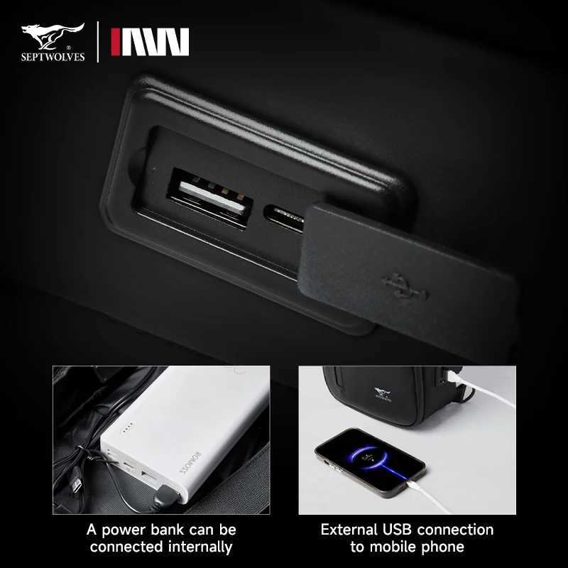 Septwolves Fashion Thin Men Leather Travel Sling Bag Leisure Sport One Shoulder Backpack Business PVC Crossbody Shoulder Bag H251029