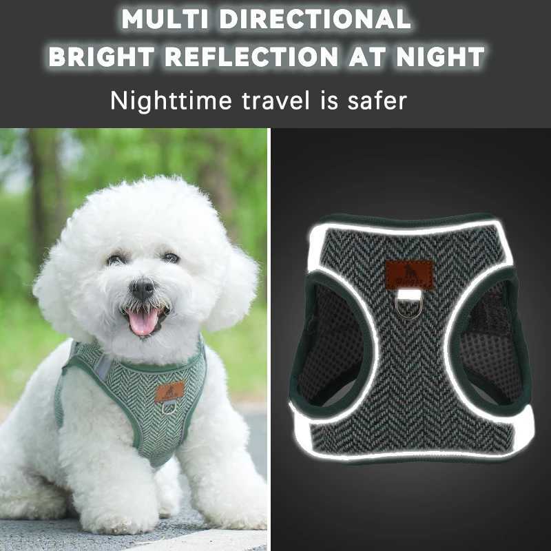 HP378Linen Material Dog Harness Leash Set Soft Comfortable Mesh Lining For Breathability Suitable For Small Medium Dogs J251129