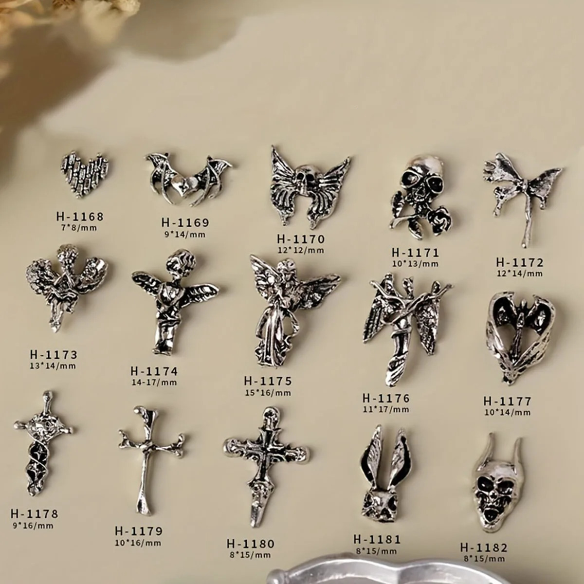 30pcs mixed retro dark wind nail cross Skull ing Angel ancient silver love metal nail ornaments 251027