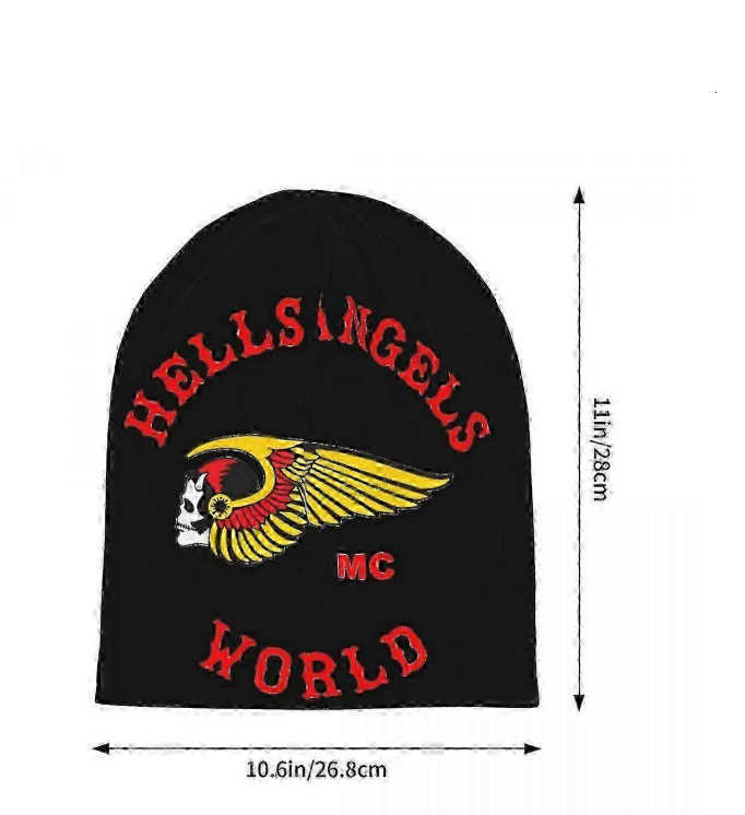 Cust Hell HAMC Angel Motor Race Sklies Beanies Caps Streetwear Winter Warm Knitting Hats Adt Motorcycle Club Bonnet Hat X250212