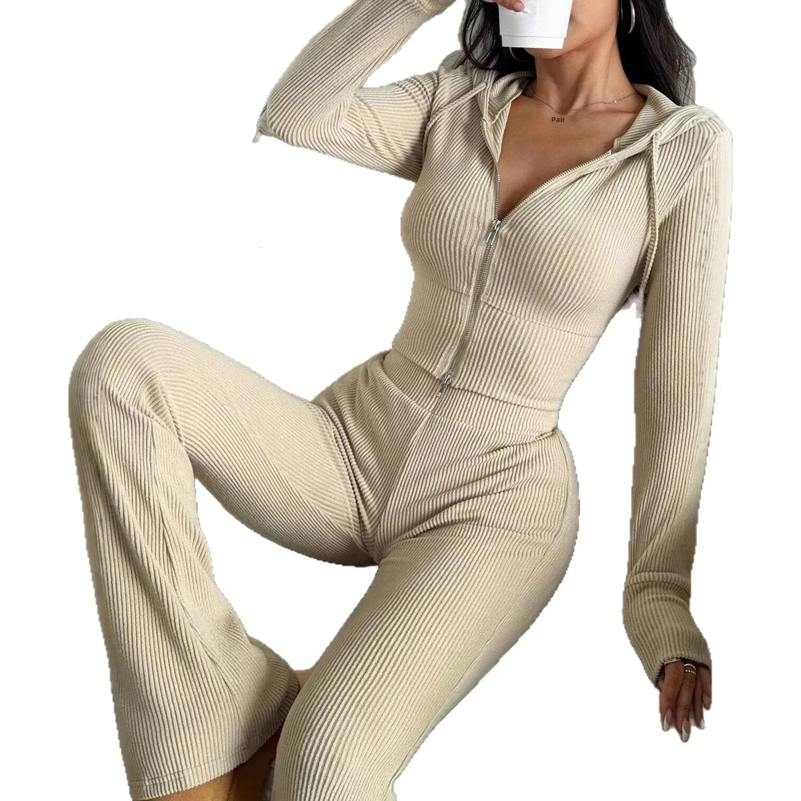 Fashionable Ladies Hoodie And Pants Set TwoPiece Casual Outfit Polyester Fiber Made in China Stylish Womens Ensemble 251029