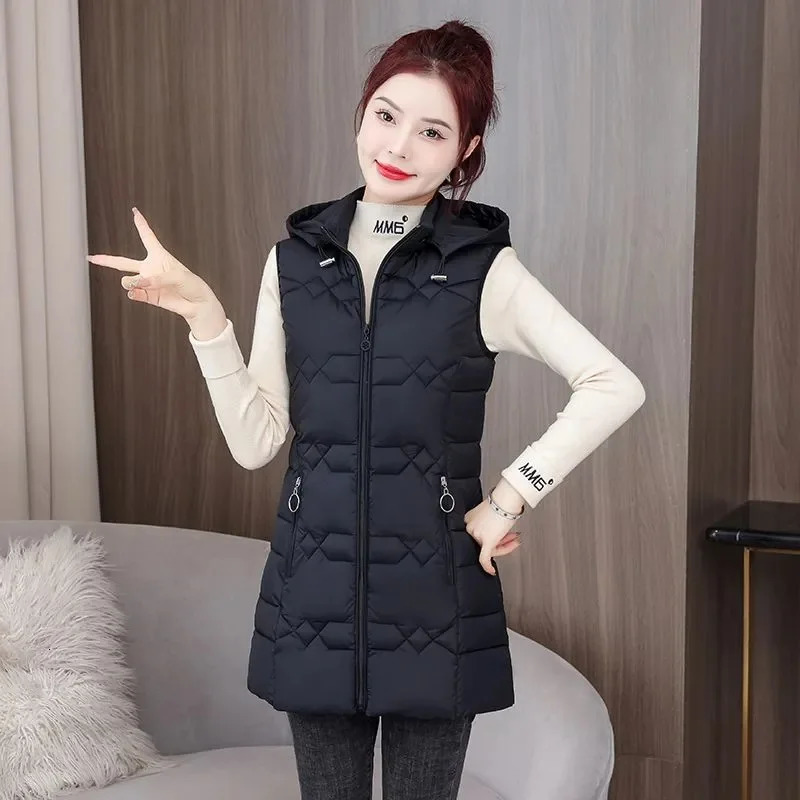 Woman Vest Autumn Winter Warm Down Cotton Vests Female Thick Removable Hooded Waistcoat Womens Sleeveless Jacket Vest Coats 251024
