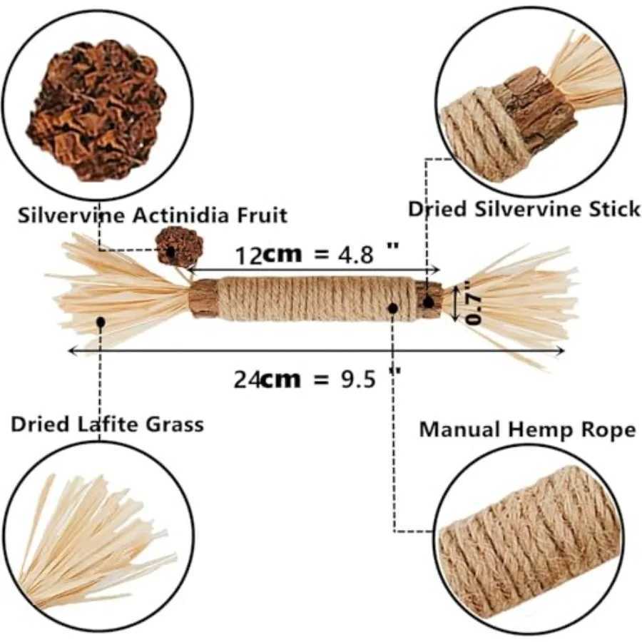Cat Toys3PCS Kitten Toys for Indoor Cats Catnip Toy for Chewing Silvervine Stick for Cleaning Teeth Kitty Dental Treat Interact S251029{category}