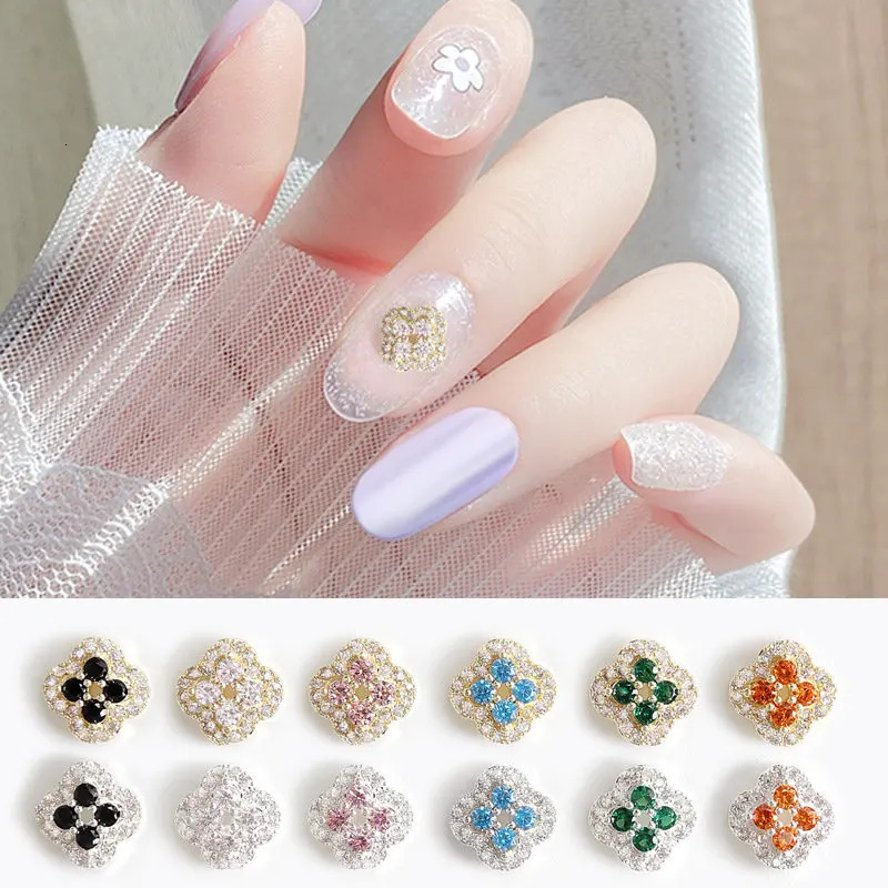 10pcs Kawaii Colorful Flower Zircon Crystals Rhinestones Nail Art Parts Jewelry Decorations Nails Accessories Charms Supplies 251027