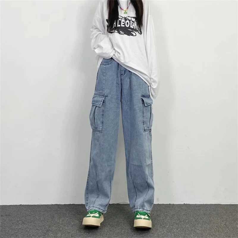 Oversize Streetwear Mens Baggy Jeans Y2K Cargo Wide Leg Pants Fashion Harajuku Hip Hop Loose Straight Korean Autumn Denim Pants J251030