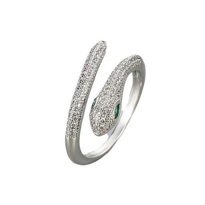 925 Sterling Silver Rings For Women Vintage Handmade Adjustable Zircon Snake Ring Fashion Band Female Bijoux GiftW251030