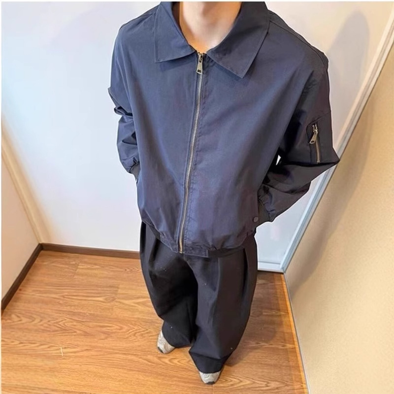 Navy Blue High-end Pilot Jacket For Men Spring And Autumn High Street Trendy Designer Coat Cool American Style Zipper Jacket