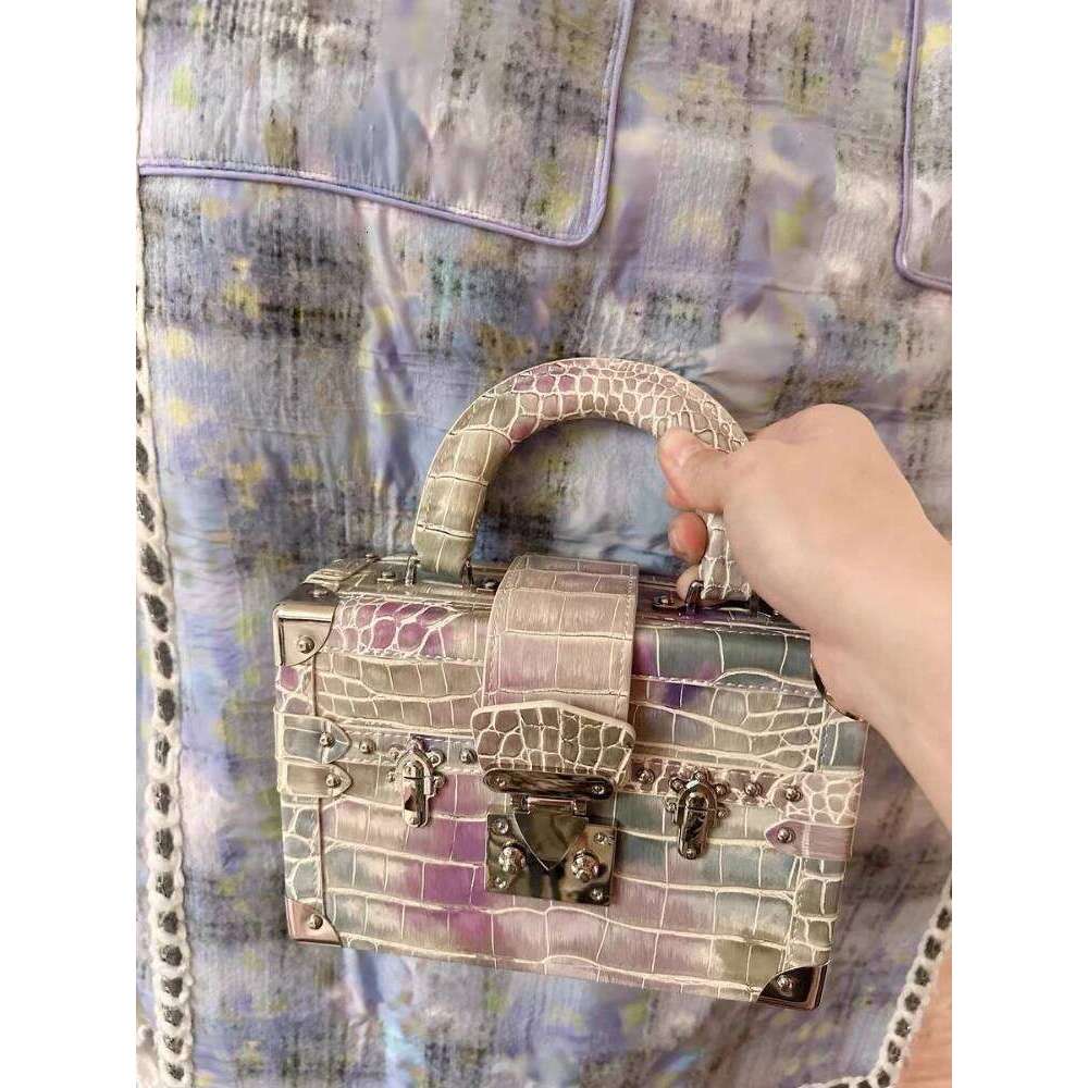Designer Bags Brand Hand-Held Stone Pattern Box Colorful Coral Crocodile Leather Bag For Women Sac Main Femme Hot Selling