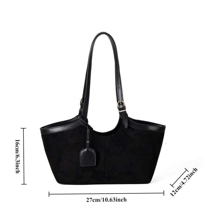 Large Capacity Suede Handbag PU Leather Women's New Retro Shoulder Solid Color Matte Commuting Bag