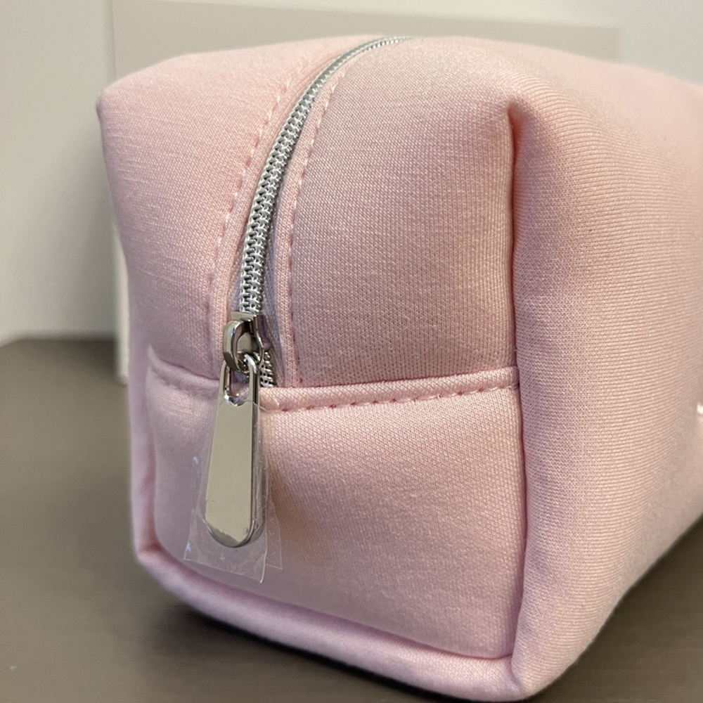 NEW Pink Embroidery Logo Women Lady DIY Cotton Shoulder Box Bag Classic Cosmetic Beaute Pouch Makeup Organizer Box Storage Case VIP Gift
