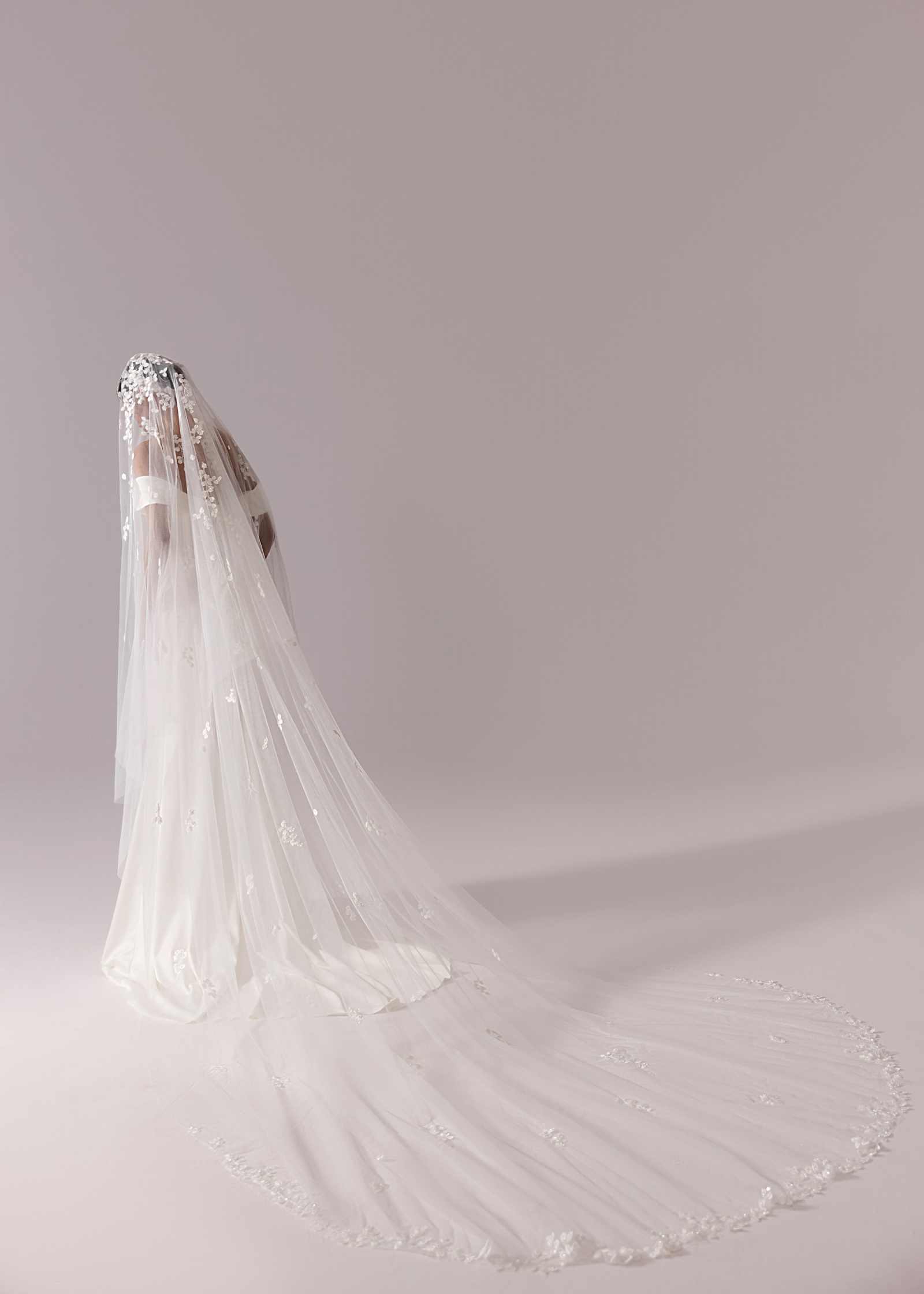 Elegant Appliques Wedding Veils Soft Tulle Two Layer Long Cathedral Length Bridal Veils Customized Marriage Accessories