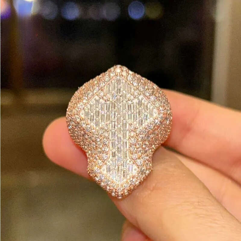 Designer Jewelry New design cross pinky jewelry top quality men sier iced out D-vvs1 dia moissanite hip hop ring