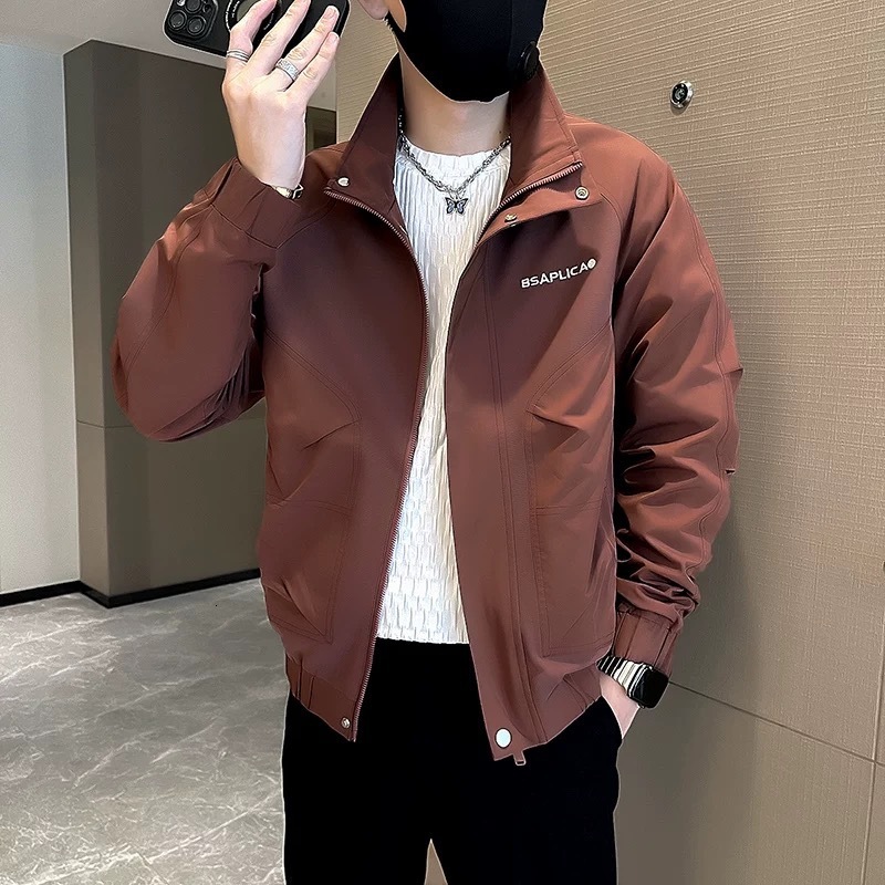 Stand Collar Designer Coat Jacket For Men Spring And Autumn Trendy Brand Casual Embroidered Double Layer Inner 2025 New Fashion Stylish Handsome Men&#