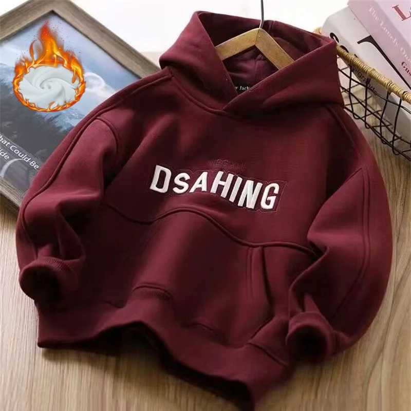 Boys Warm Thicken Hoodies Teenager Hooded Padded Sweatshirts Children Plus Velvet Tracksuit New Kids Fashion Fleece ClothingT251030