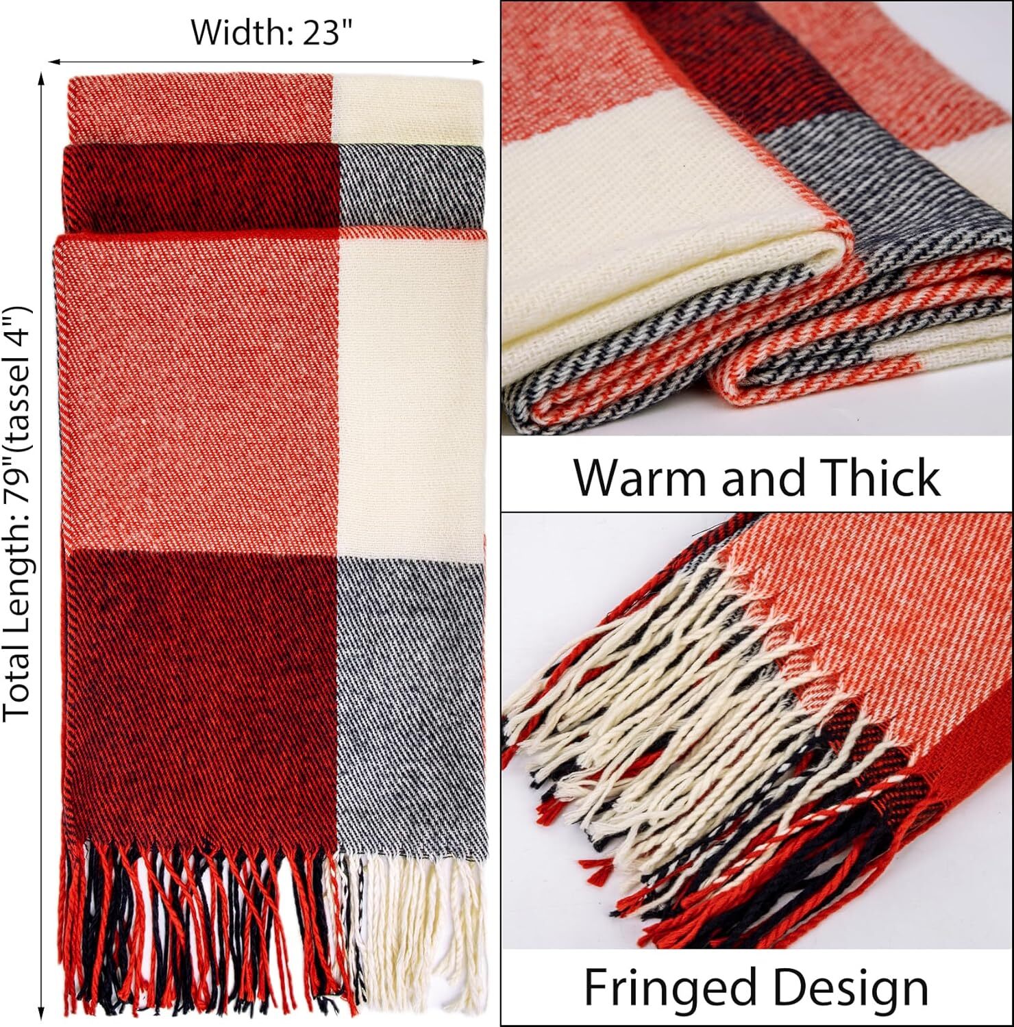 Custom Womens Scarf Fashion Long Plaid Shawls Wraps Big Grid Winter Warm Lattice Large Scarves Christmas Gifts