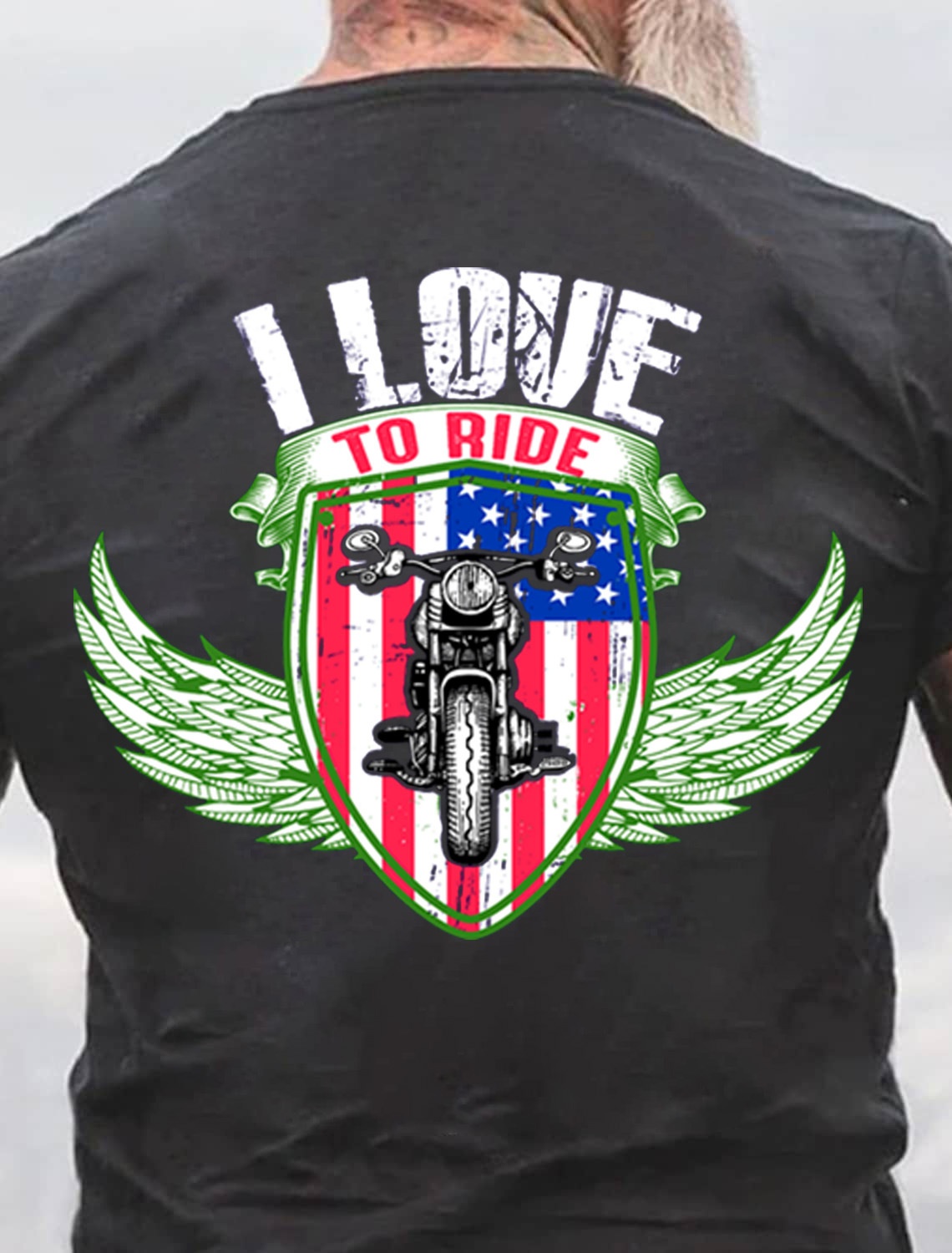European & American Oversized I LOVE TO RIDE Letter Print Men's Cotton Summer T-Shirt - TT7065