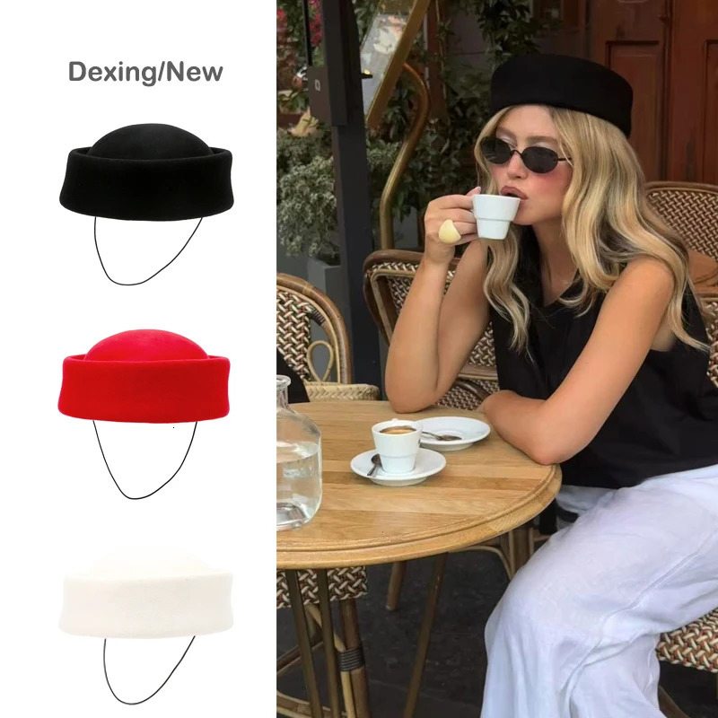 Vintage Retro 100 Wool Beret for Women Fashion Japanese Autumn Winter Sailor Hat Pillbox Hat Captain Cap251029