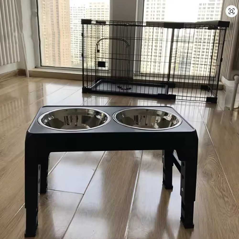 Elevated Dog Feeder Bowls Adjustable Raised Stand with Double Stainless Steel Food Water Bowls Small Medium Large Dogs J251113