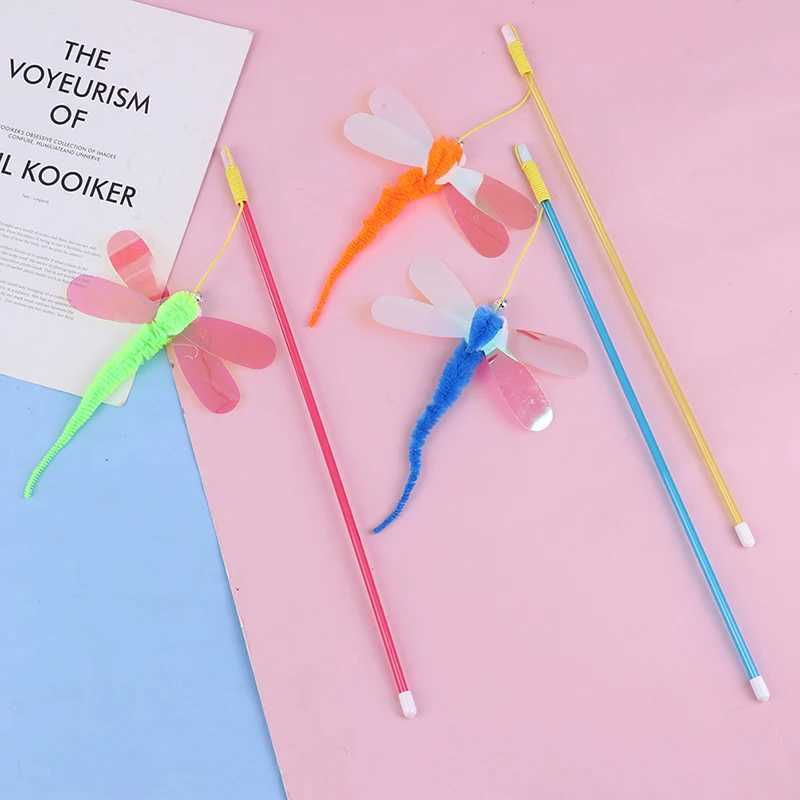 1PC New cat Teaser stick sequins big eyes Dragonfly cat toy interactive Teaser stick S251029