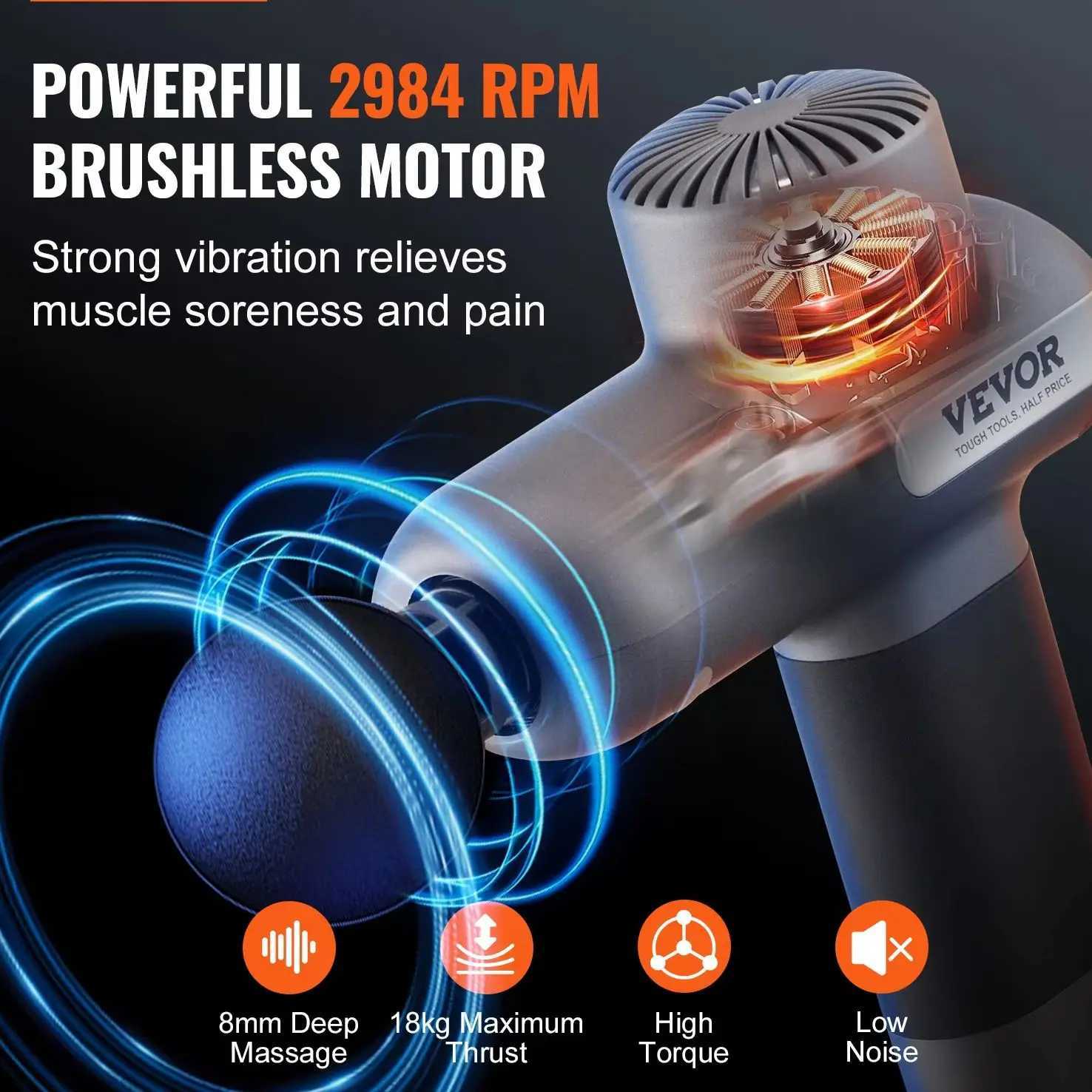 SucceBuy Mini Massage Gun Percussion Muscle Massage Gun for Athletes w 5 Speed Levels 6 Massage Heads for Pain Relief Muscle J2510301
