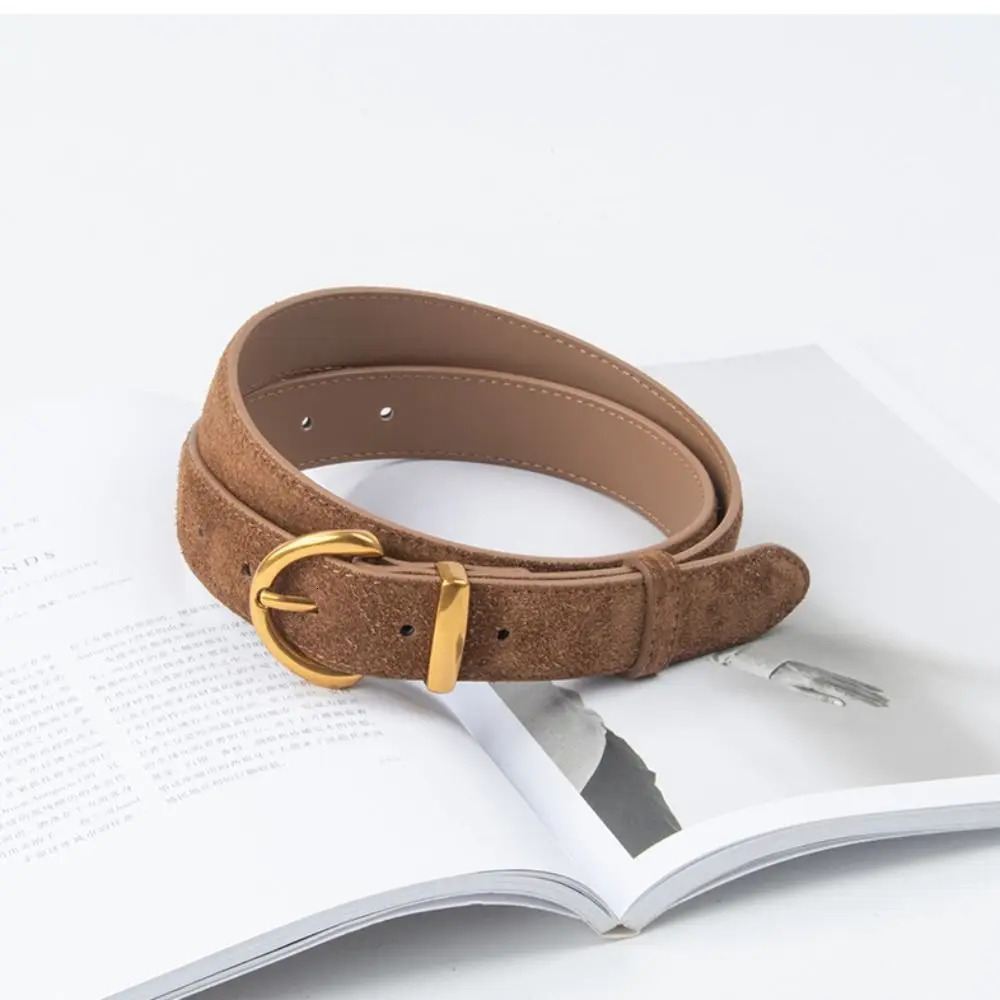 Women Suede Leather Belt Casual Versatile Business Waist Strap Trendy Pin Buckle Waistband 251024CJ
