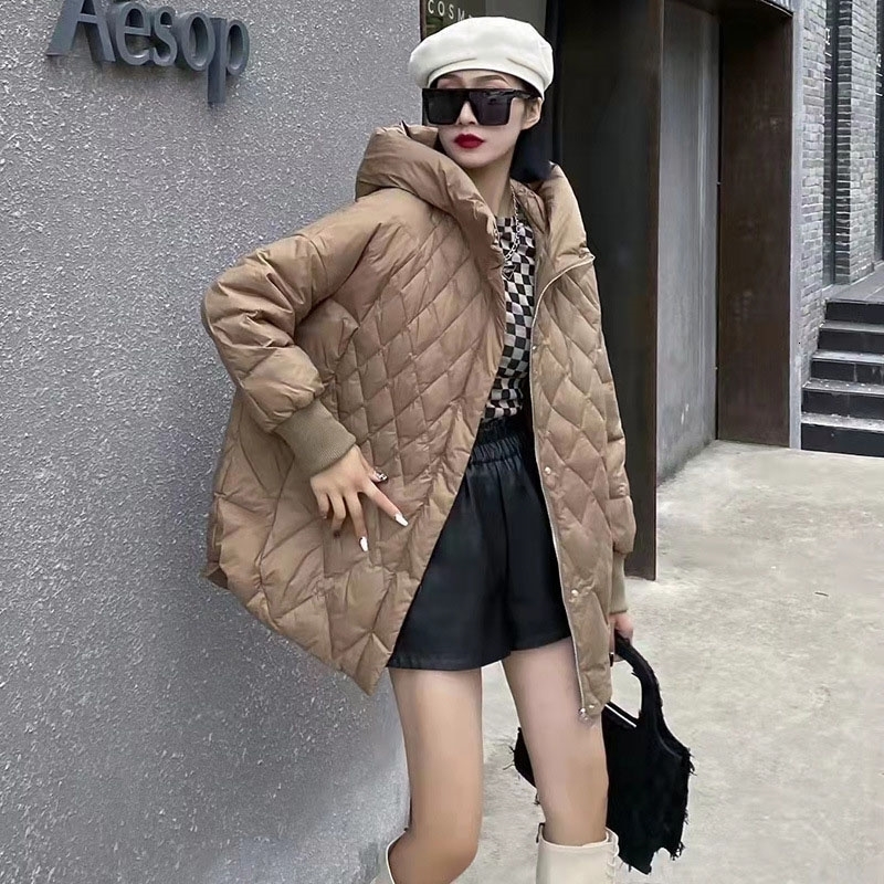 Lightweight Loose Warm Casual Down Cotton Jacket Women Autumn Winter Loose Hooded Warm Outwear Female Parkas Overcoat 251029