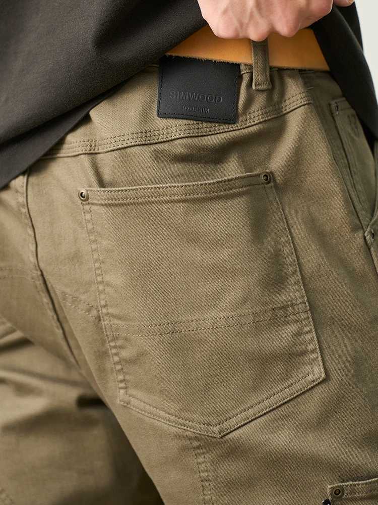 SIMWOOD 2025 Autumn New Draping Motorcycle Riding Jeans Men 10oz Fashion Denim Trousers J251030