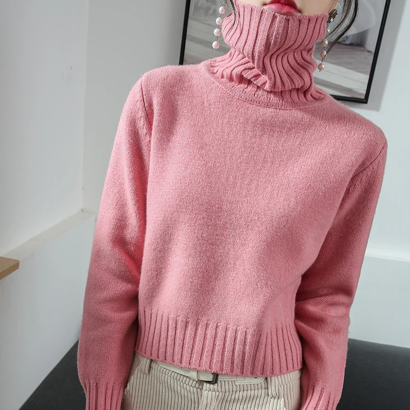 BELIARST 100 Pure Wool Cashmere Sweater Woman High Neck Solid Color Pullover Fashion Warm Knitted Bottoming Shirt 251016