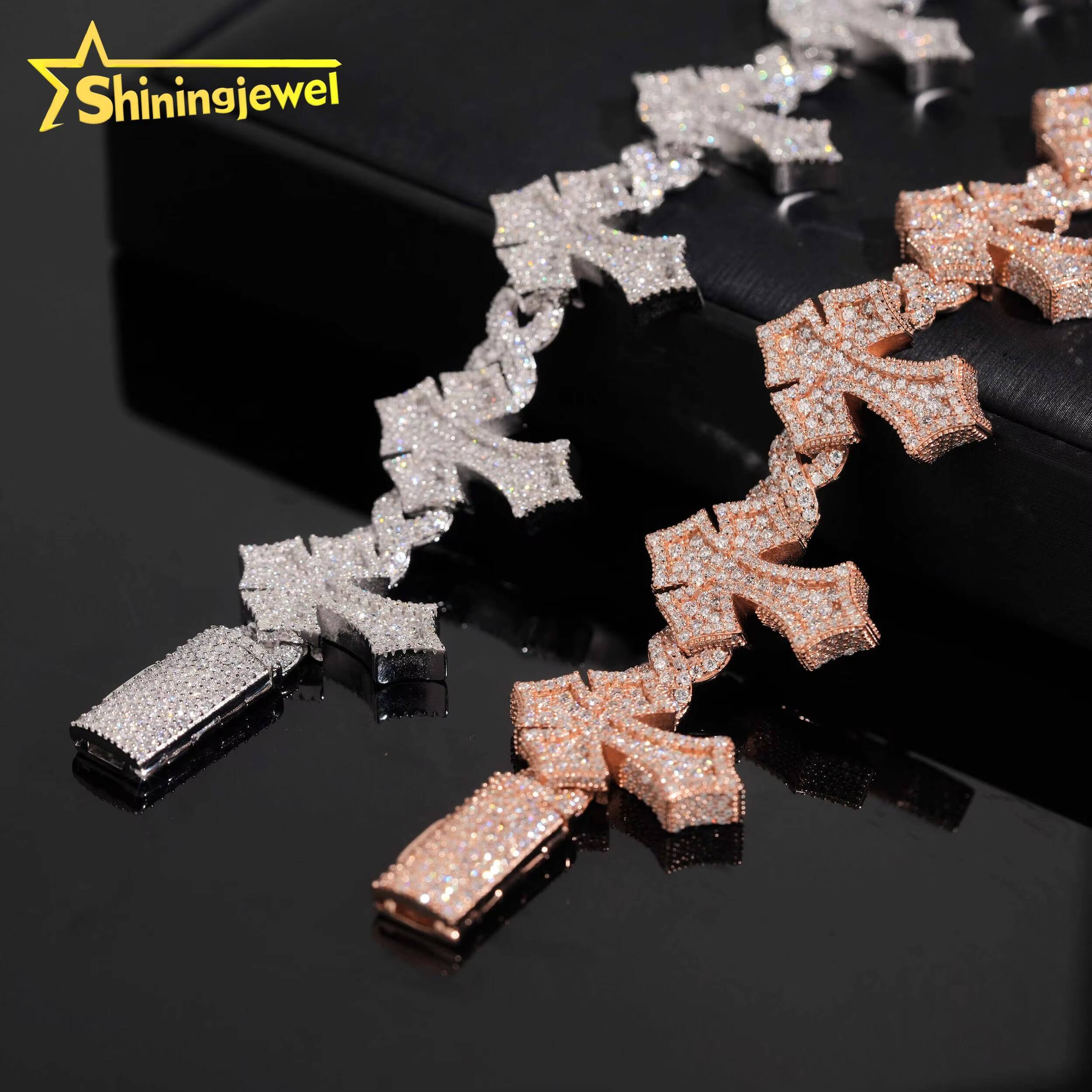 Iced Out 925 Silver Bracelet Hip Hop Jewelry Fine Men Cross Style D VVS Moissanite Cuban Link Bracelet GRA Certificated Designer's style